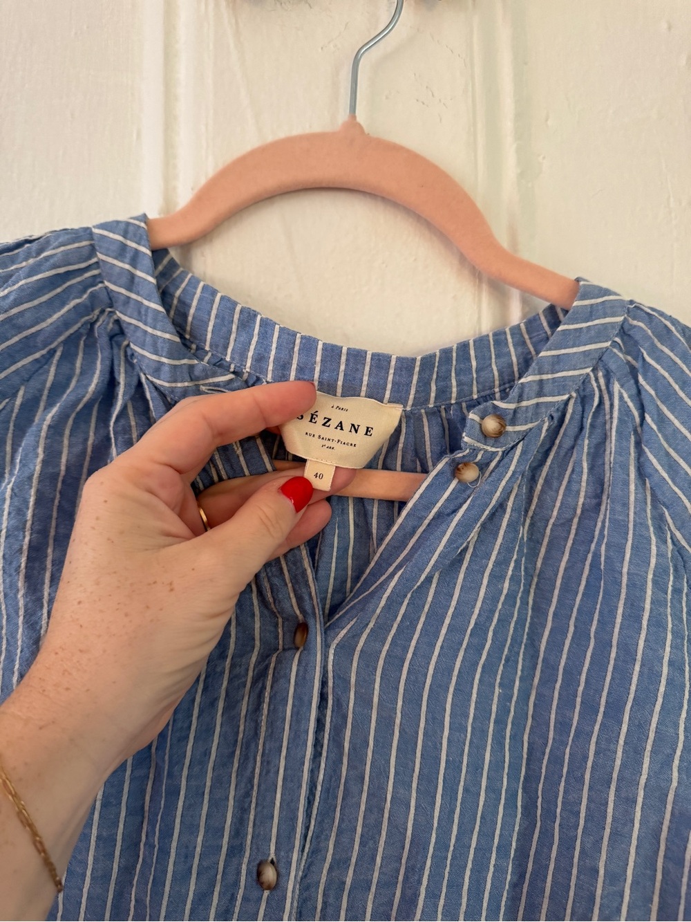 Sezane nerissa light blue shirt - Picture 4 of 6